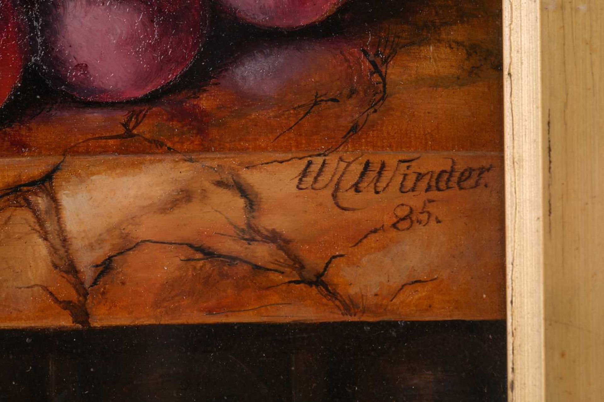 W. Winder (19th century), still life of grapes on marble, signed and dated '85, oil on panel, 17 x - Image 3 of 7
