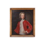 Manner of Sir Godfrey Kneller (1646 - 1723), Half-length portrait of a boy wearing a red jacket,