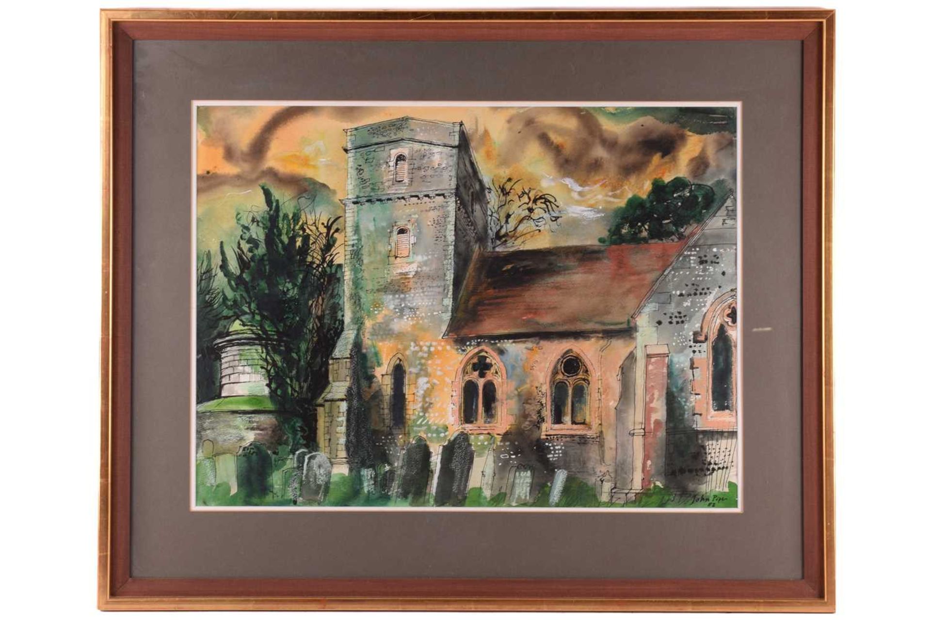 John Piper (1903 - 1992), St Mary the Virgin Church, Fawley, signed and dated 83, watercolour and - Image 2 of 8