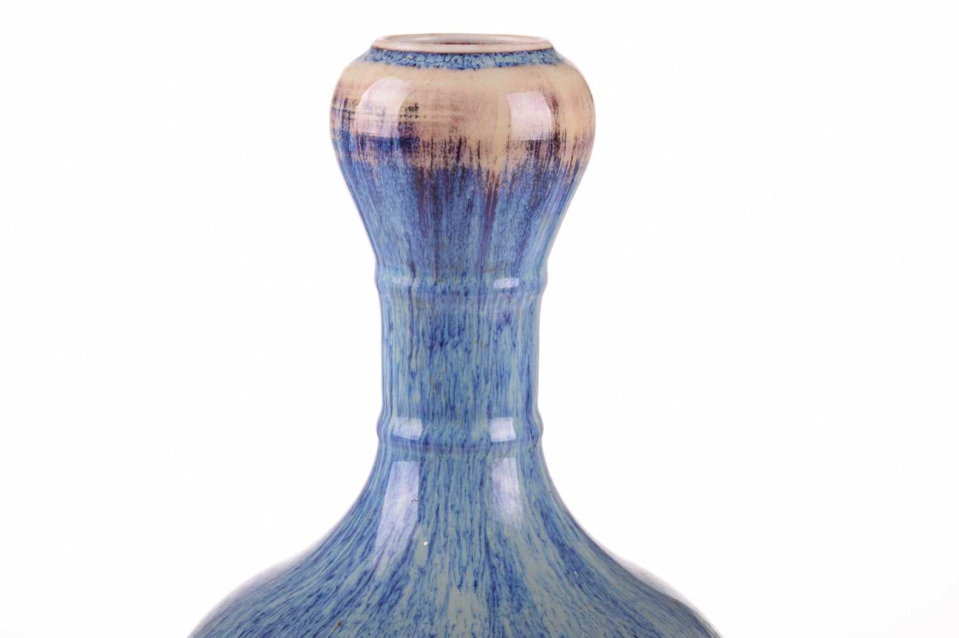A Chinese suantouping flambe glaze vase, the neck with two raised bands, a further raised and around - Image 8 of 10