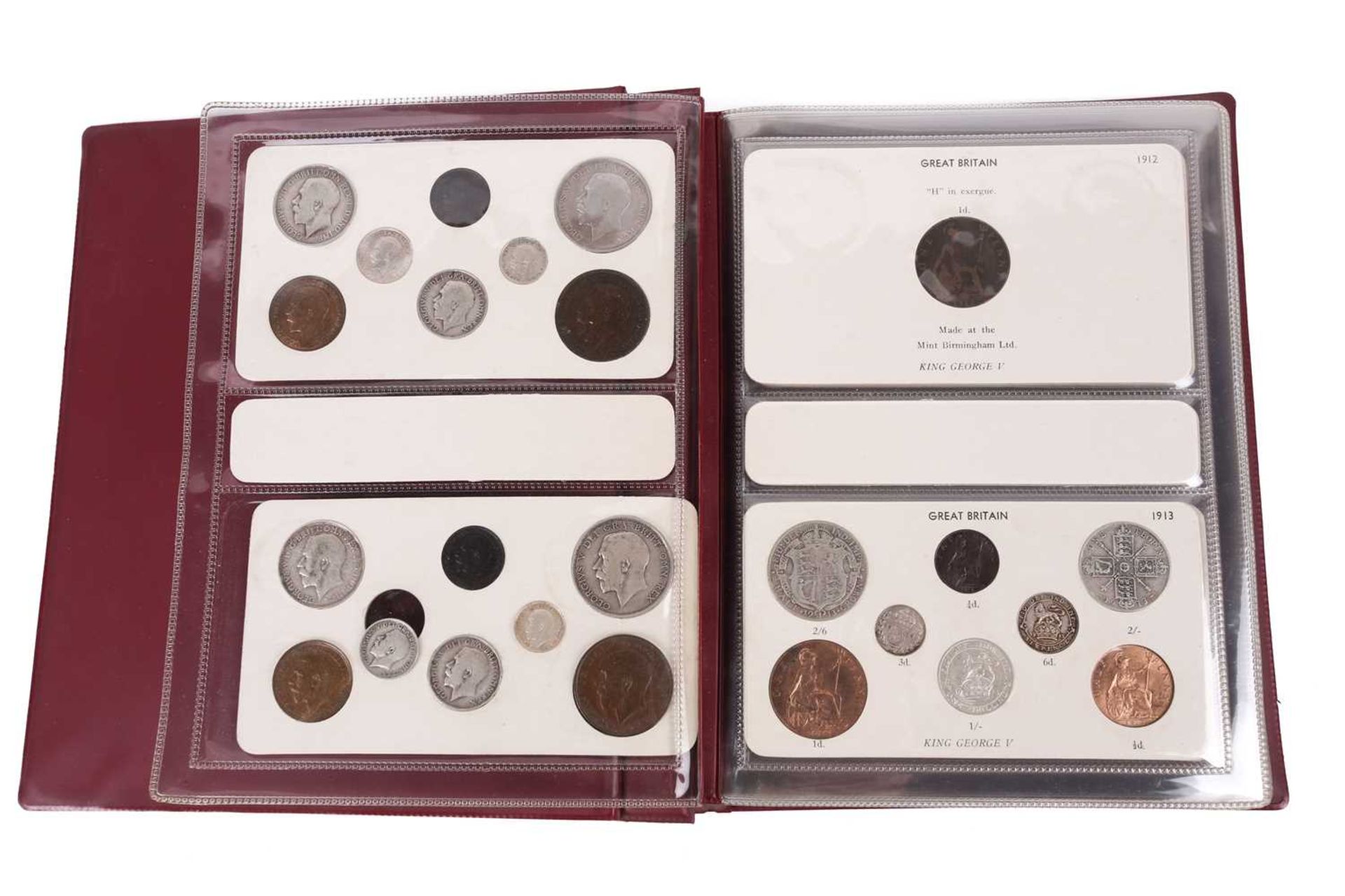 Great Britain - an album containing sixteen full sets of George V coins, half crown to farthing - Image 4 of 15