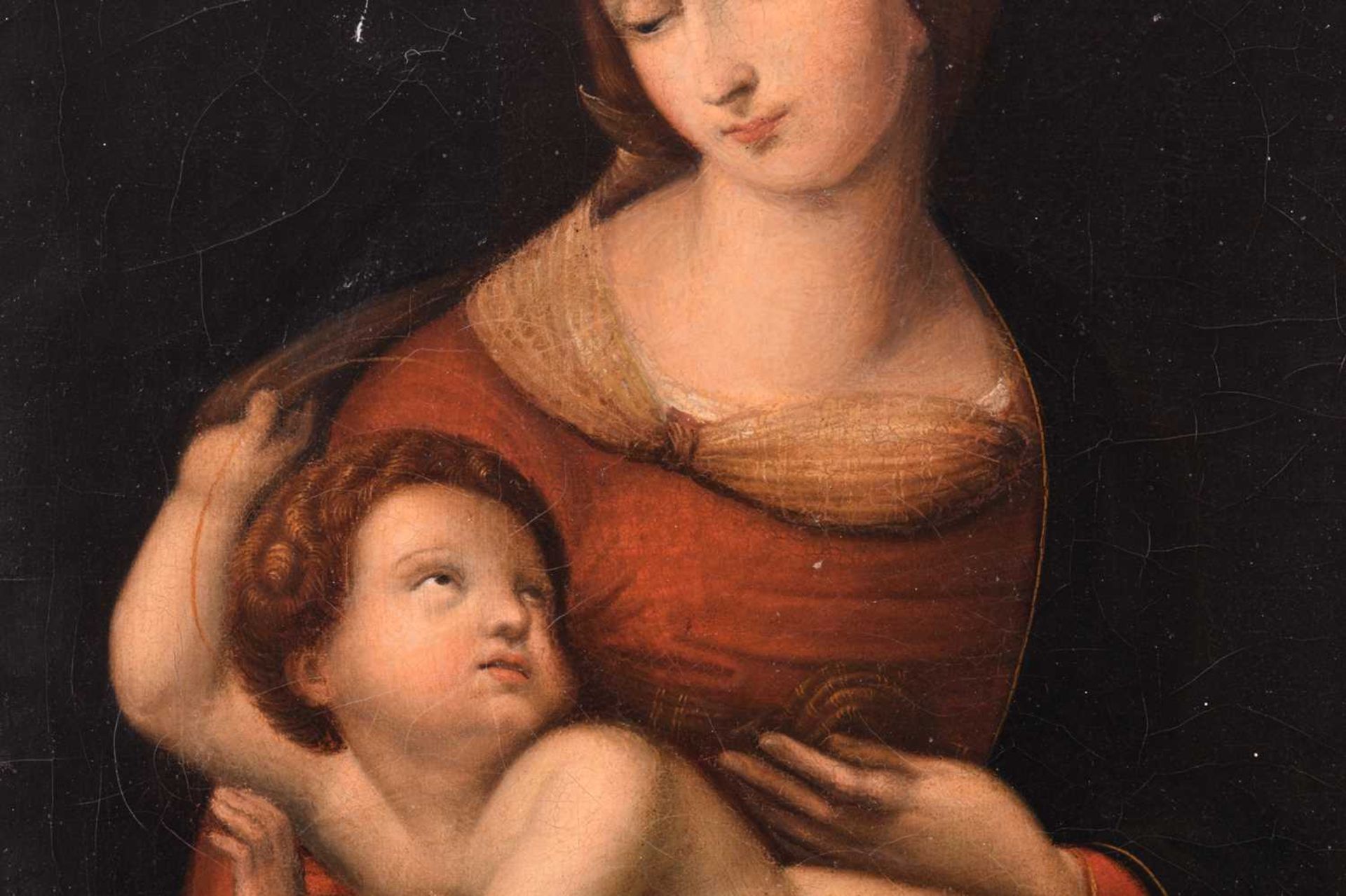 18th-century Italian school, after Raphael, 'The Bridgwater Madonna', unframed oil on canvas, 48 - Image 5 of 9