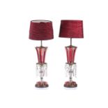 A pair of "Mid-Century Vintage" Italian ruby flashed and clear glass table lamps, 1970s (?) of