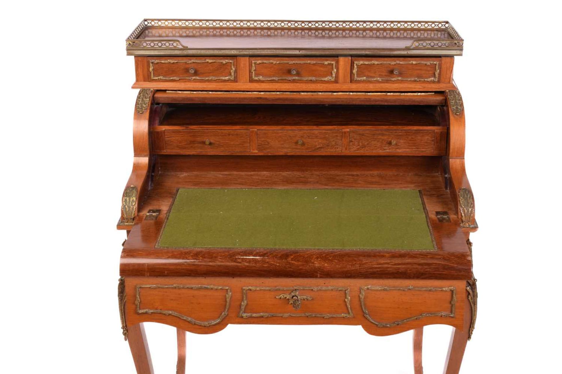 A French Louis XV style rosewood and Vernis Martin panelled Bureau de Cylinder, early 20th - Image 11 of 13