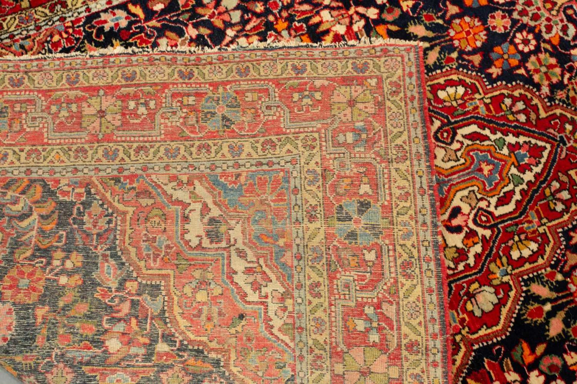 A dark blue ground Baktiari rug, 20th century, with a central lozenge with stylized lanterns - Image 2 of 5