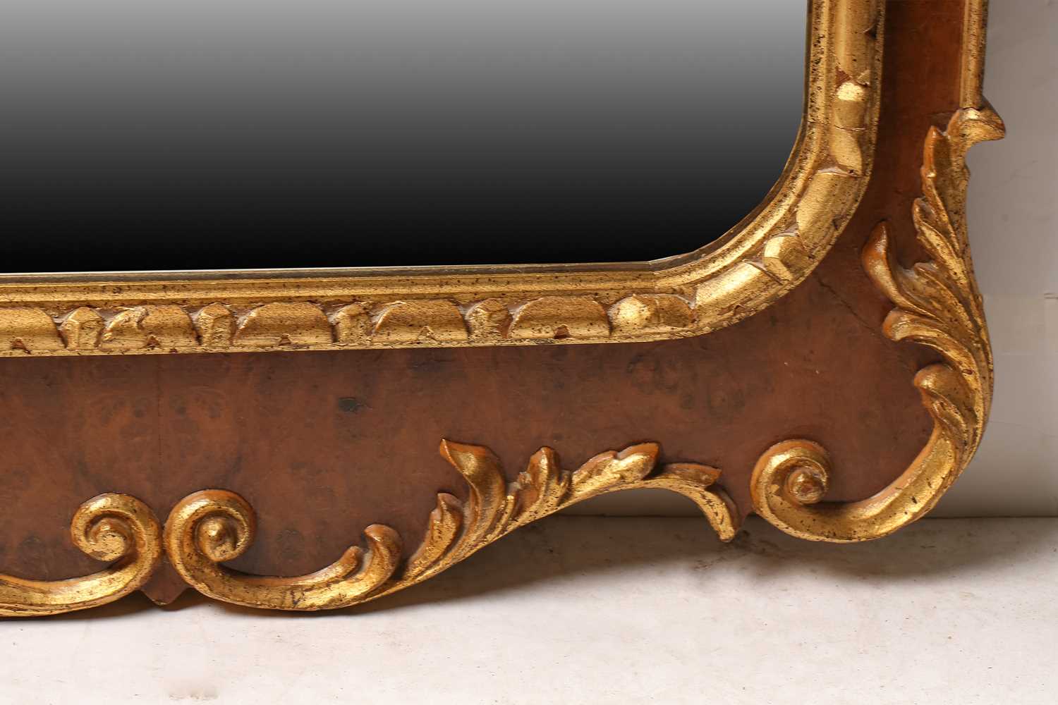 A George I style walnut and parcel gilt rectangular wall mirror in the "Kentian" style, 20th - Image 3 of 6