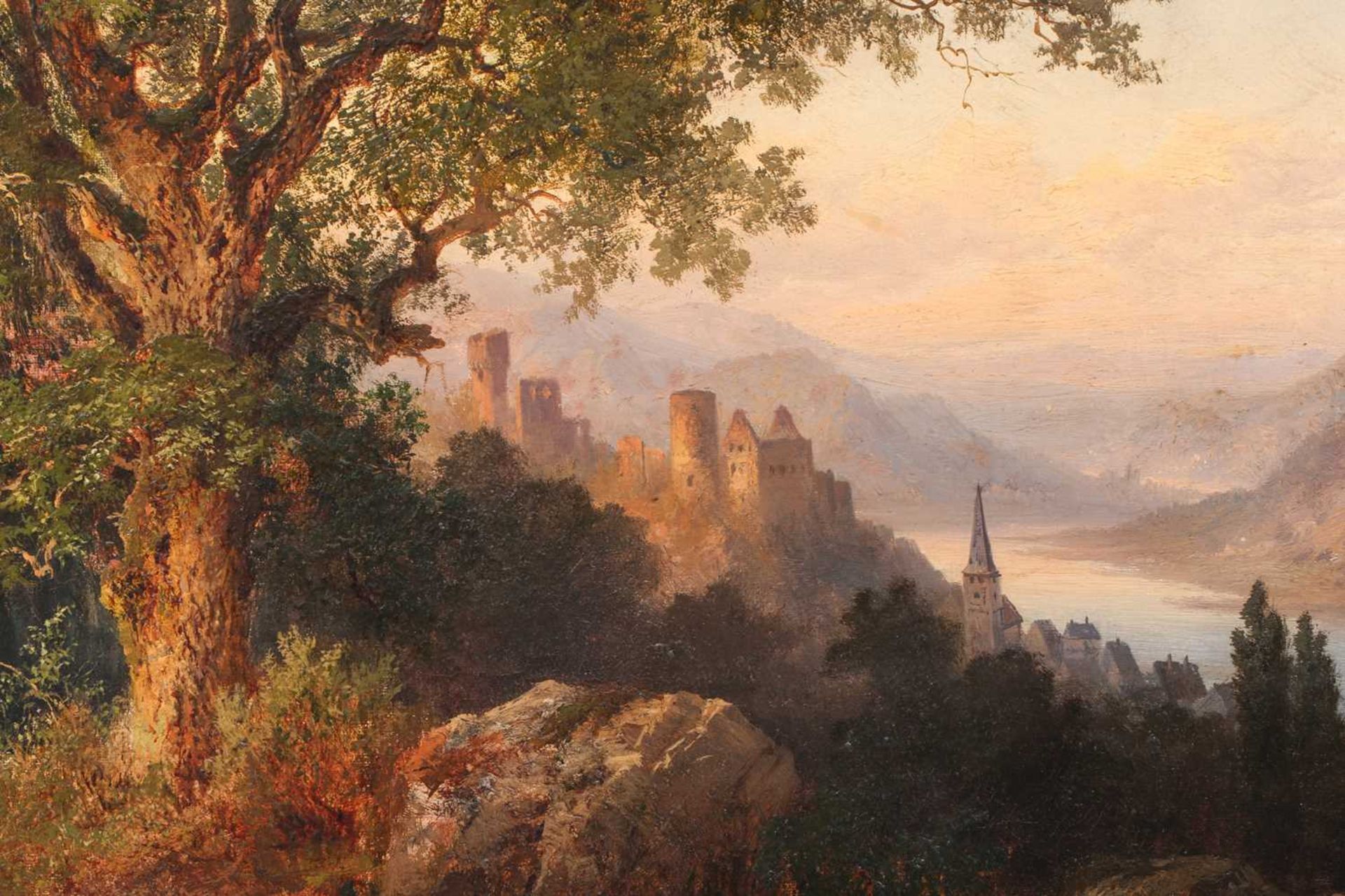 Herman Bennekenstein (1830 - 1890) German, Figures in a landscape with a castle beyond, signed and - Image 5 of 15