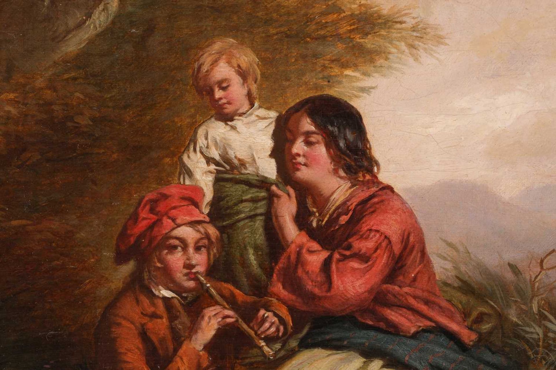19th Century British School, Highland family seated below a tree, unsigned, oil on canvas, 40.5 x - Image 3 of 13