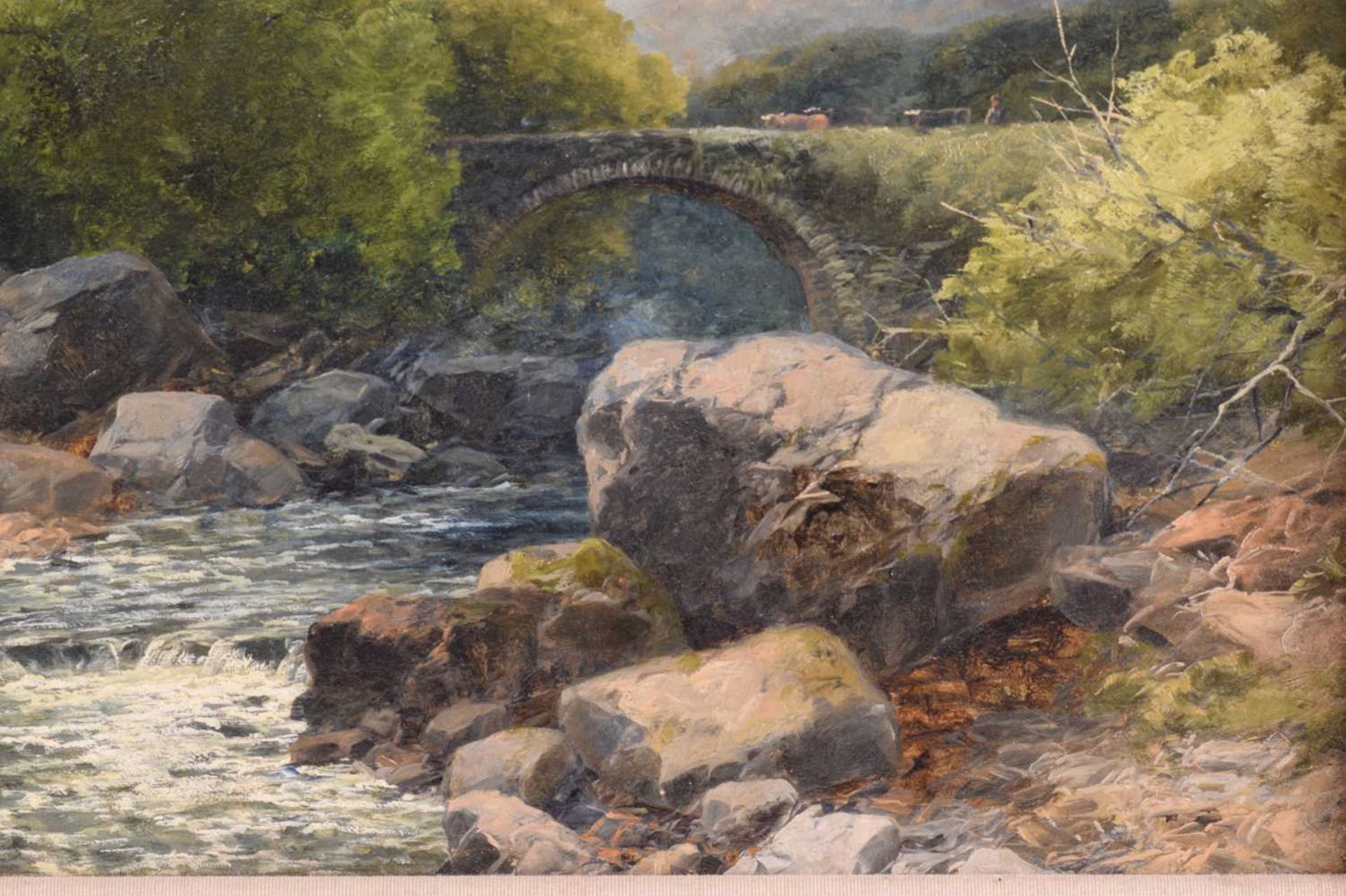 John Brandon Smith (1848-1884), Old Bridge on the Dulas, South Wales, signed and dated 1880, oil - Image 4 of 12