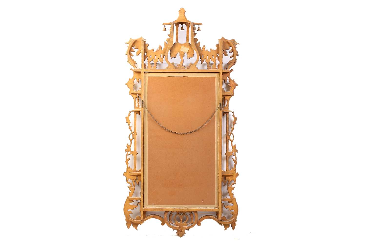 A 'Chinese Chippendale' style carved and giltwood wall mirror, late 20th century, with pagoda - Image 6 of 11