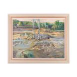 Ronald Ossory Dunlop (1894-1973), Bridge Over a Rocky River, signed, oil on board, 50 x 65.5 cm,