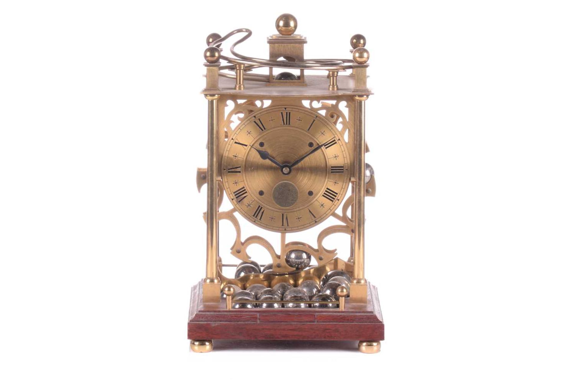 A modern lacquered brass spherical weight timepiece, by Harding & Bazeley, Cheltenham, England,