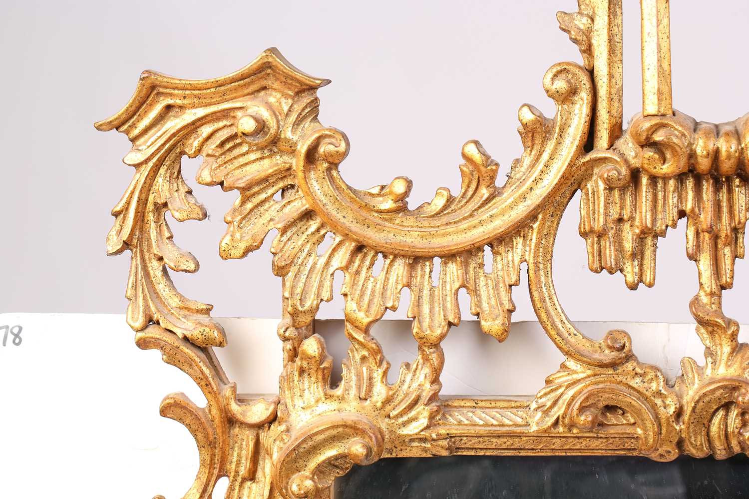 A 'Chinese Chippendale' style carved and giltwood wall mirror, late 20th century, with pagoda - Image 8 of 11