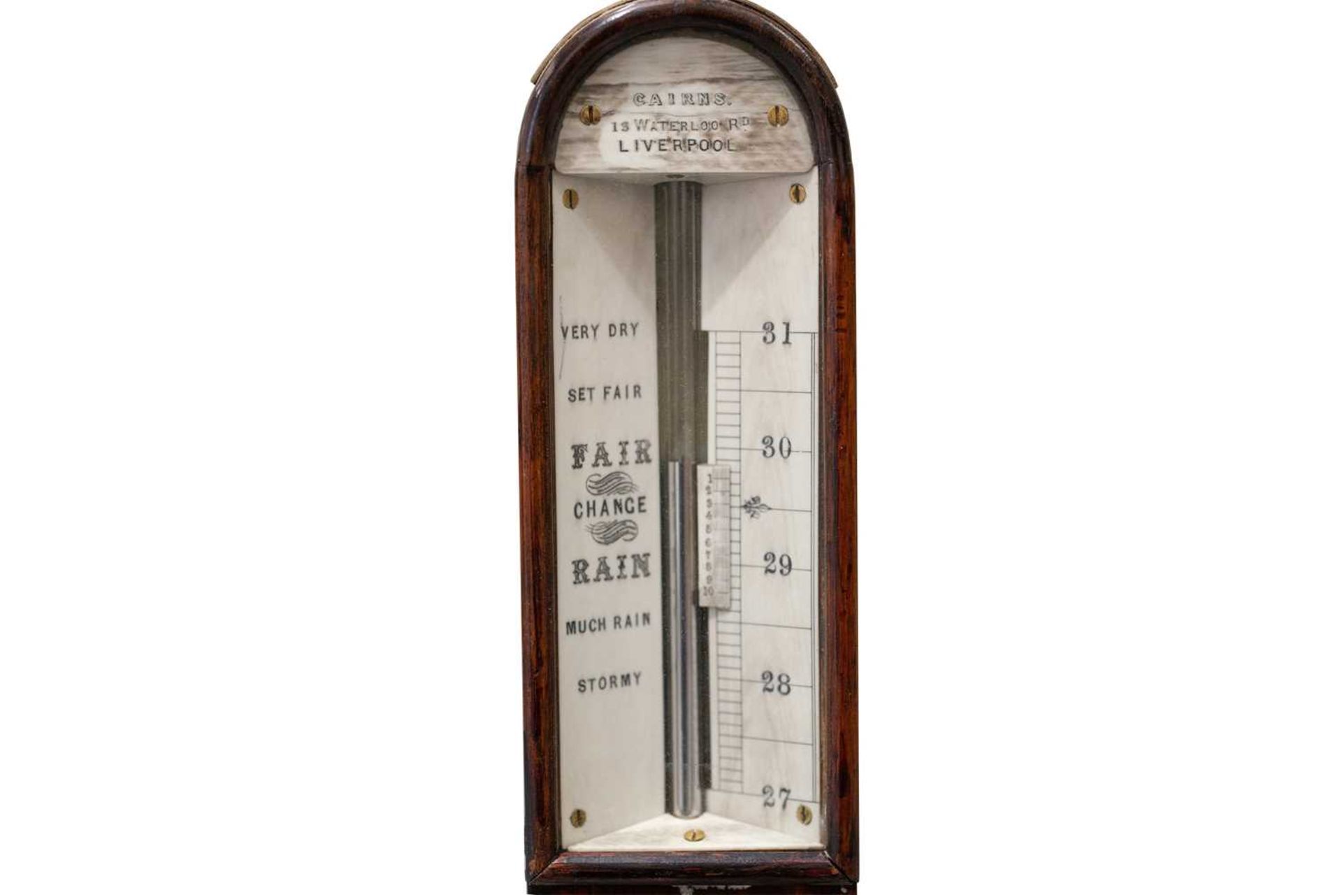 A Victorian rosewood Marine stick barometer, an ivory label above the gauge reads 'Cairns, 13 - Image 4 of 8