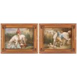 Attributed to George Charles Morland (1762-1804), Horse and Rider, initialled ‘GM’, a pair of oils