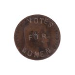 Of suffragette interest, an Edward VII penny dated 1902, defaced with the words 'VOTES FOR WOMEN',