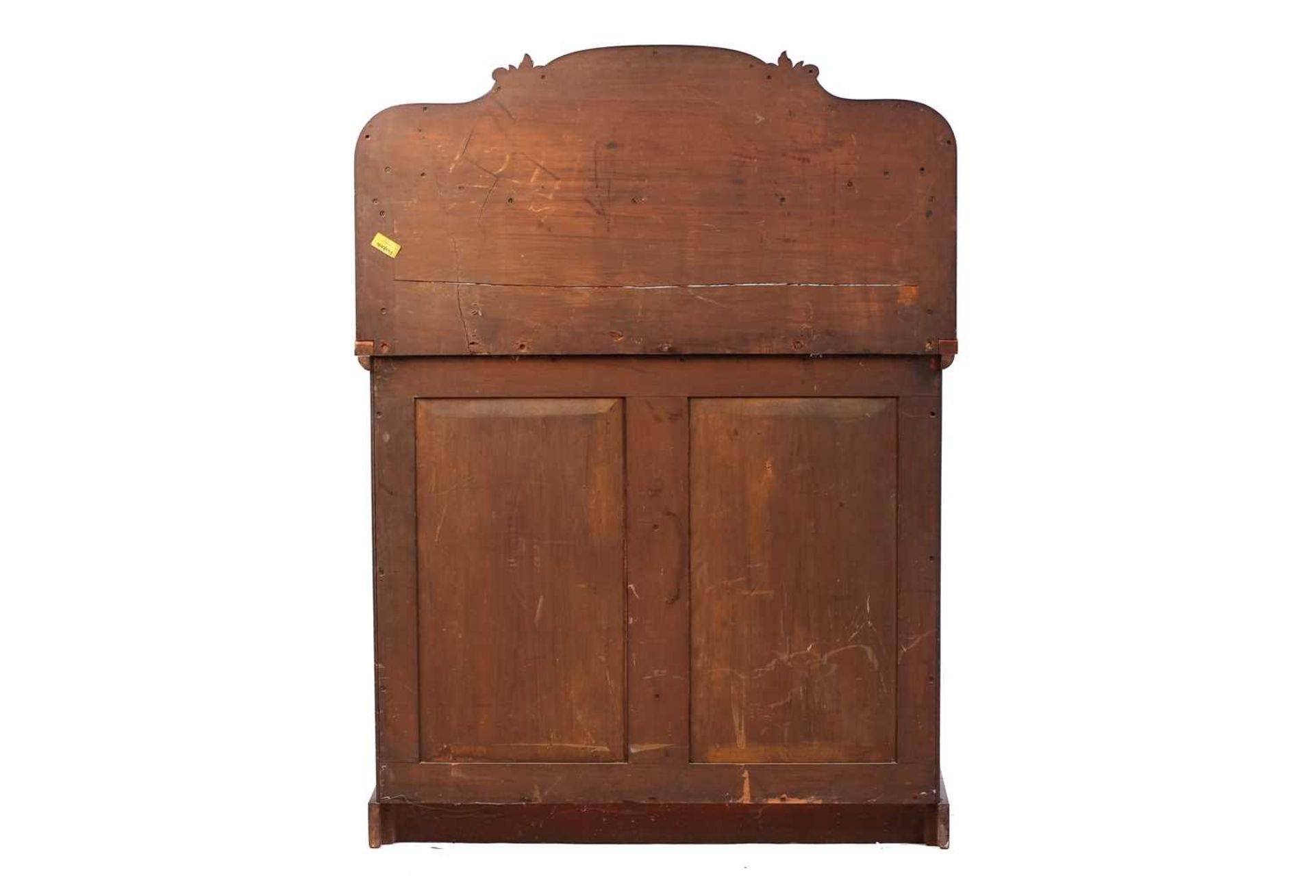 Victorian mahogany chiffonier with an ogee moulded frieze drawer above a pair of arched panel - Image 6 of 6