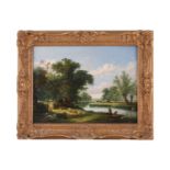 William Shayer (1811-1892) British, Rural Riverscape, oil on canvas, 29 cm x 39 cm in a gilt frame.