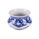 A Chinese blue & white porcelain censer, with slightly everted rim and compressed body, painted with