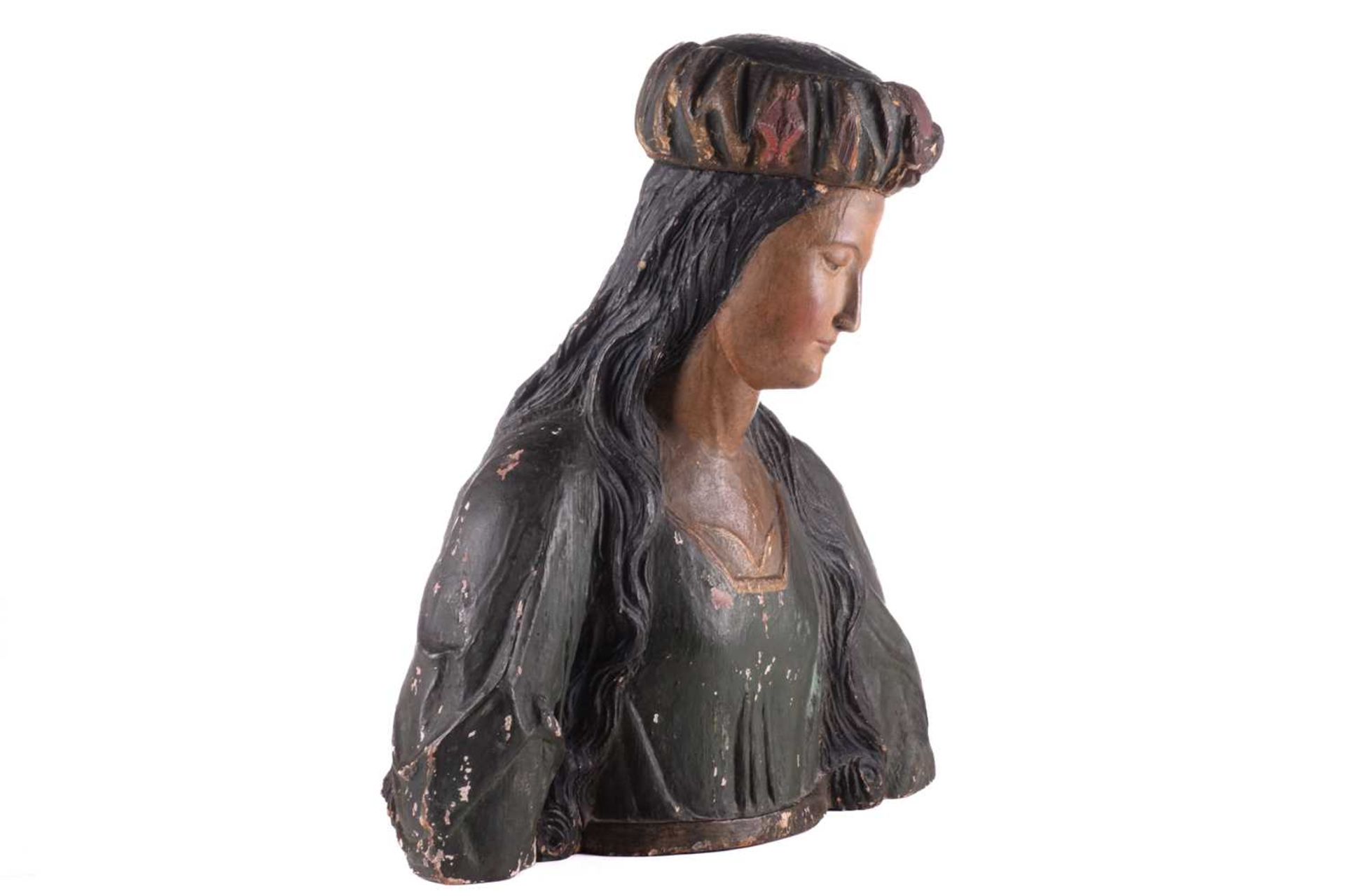 18th century, possibly Italian school, a polychromic wooden bust of The Sibyl of Cumae, 54 cm high x - Image 2 of 9