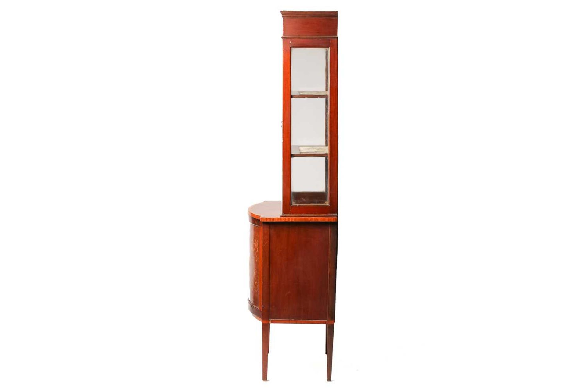 An Edwardian mahogany glazed display cabinet, with 'pagoda arched' astragal glazing, above a bow- - Image 3 of 7