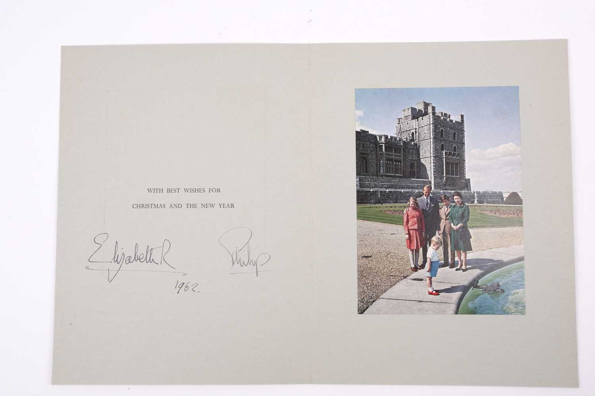 Queen Elizabeth II and Prince Philip: a 1962 Christmas card from the Royal couple, embossed - Image 8 of 10