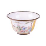 A Chinese enamel on copper bowl, probably Republic Period (1912 - 1949), finely painted with two