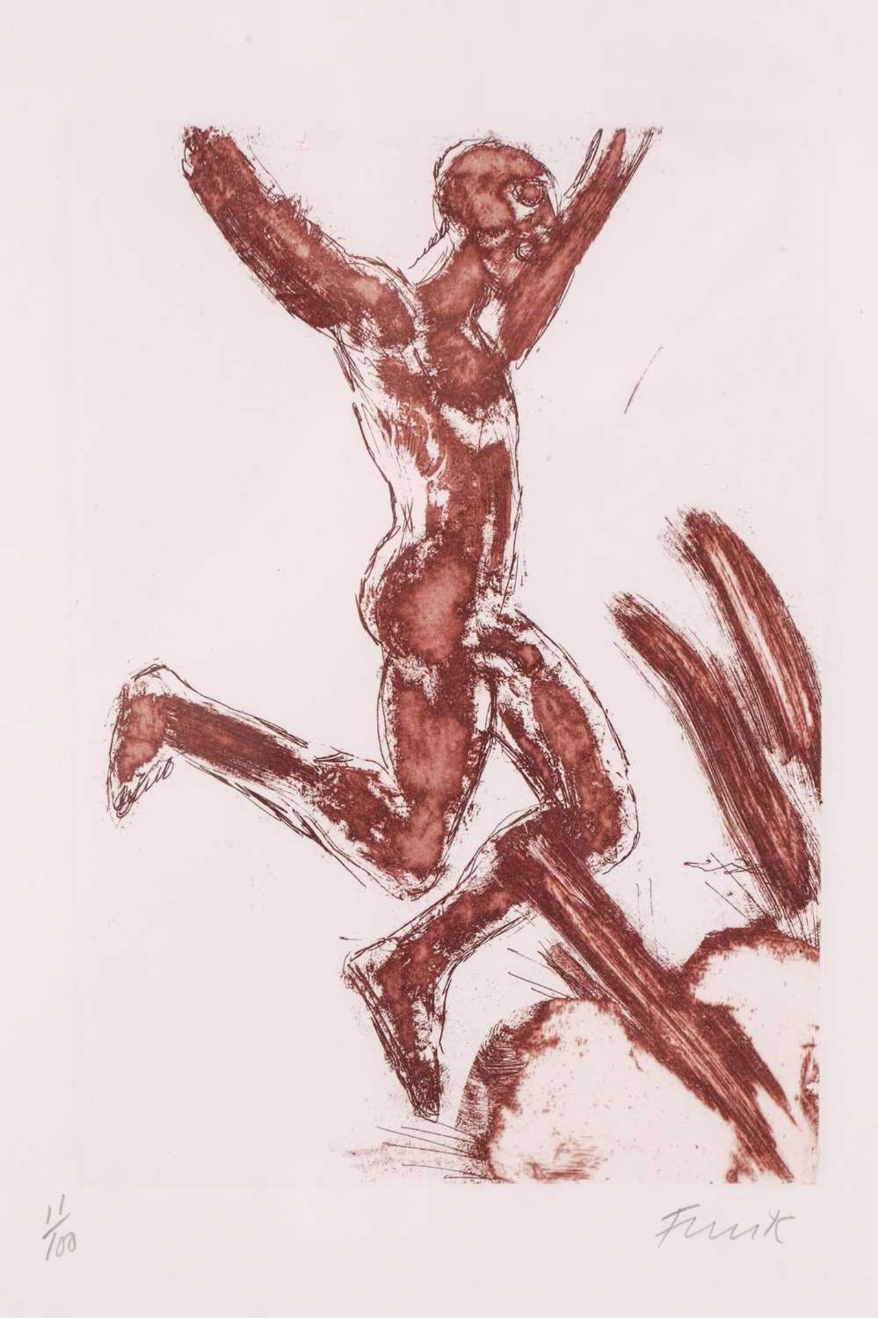 Dame Elisabeth Frink (1930 - 1993), A dancing nude, signed and numbered 11/100 in pencil, etching, - Bild 3 aus 9