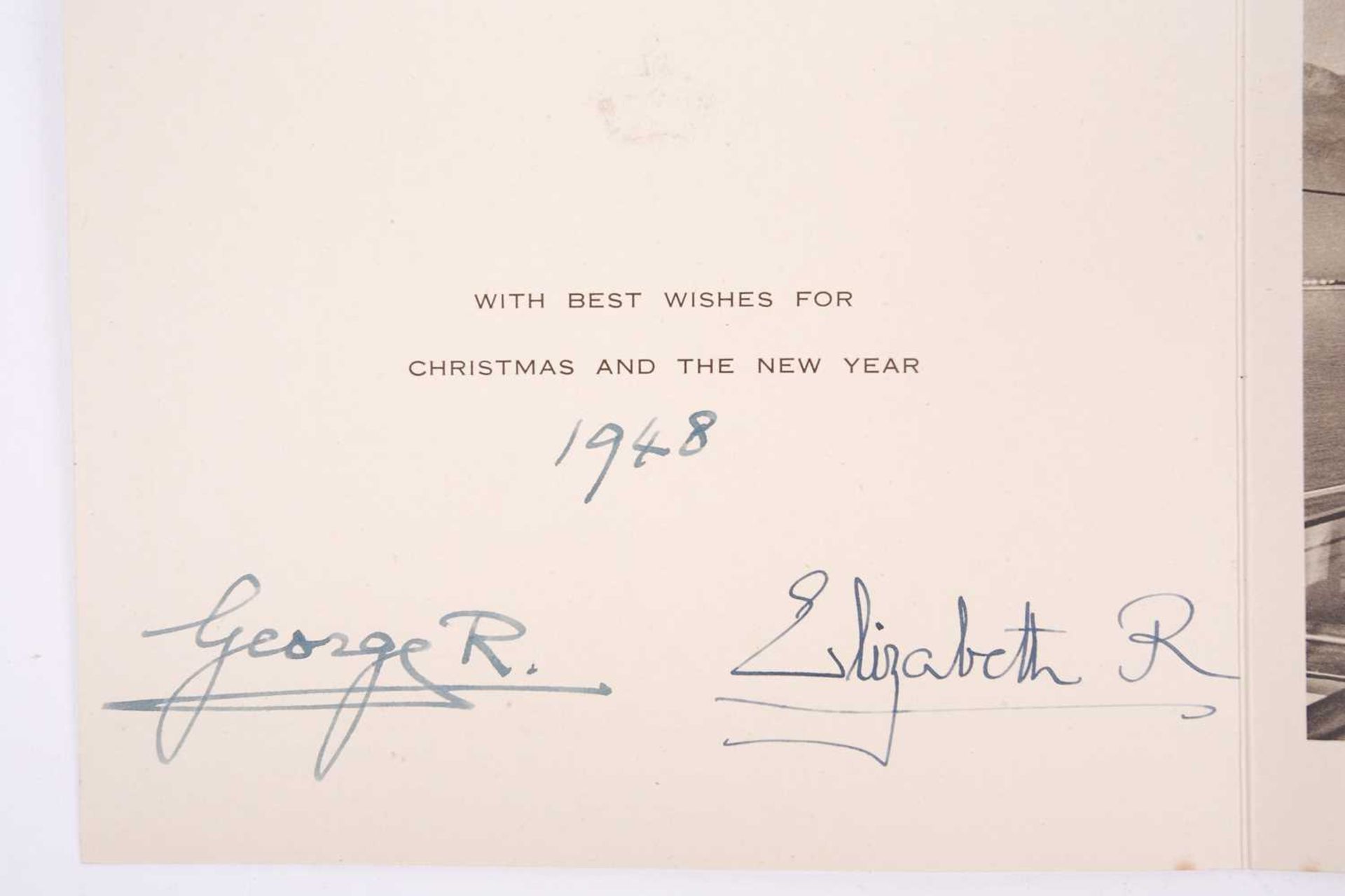 George VI & Elizabeth Queen Consort, the Queen Mother: a 1948 Christmas card, signed by both with ‘ - Image 3 of 5