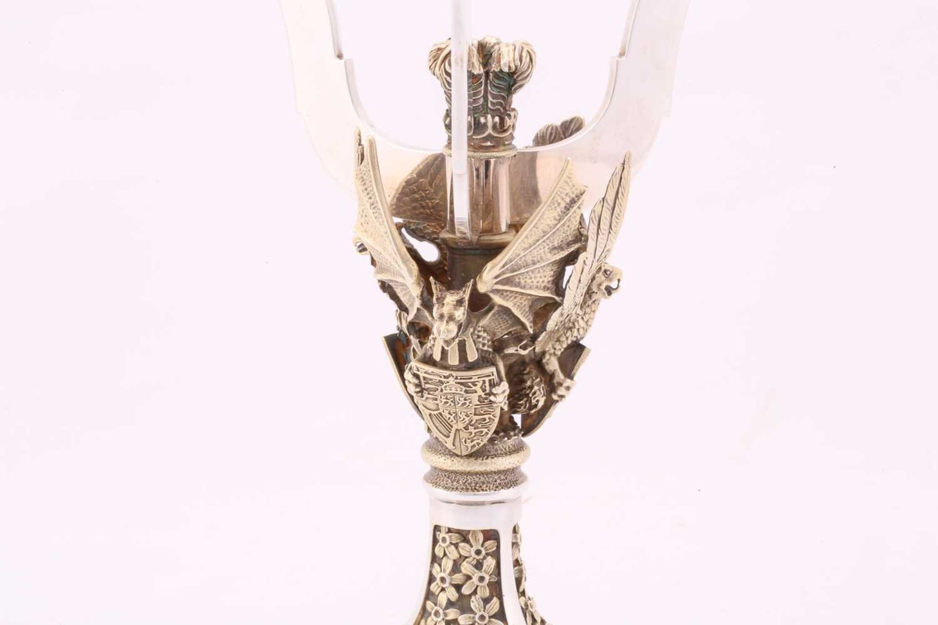 An Aurum silver limited edition 104/400 three-sconce candelabrum, commemorating the wedding of - Image 11 of 19