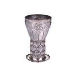 An Art Nouveau Hanau silver (possibly by Neresheimer), pedestal cup / beaker, circa 1900, the bowl