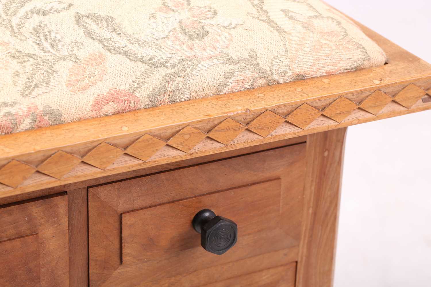 An English walnut stool/workbox, from the Arthur Romney Green Workshops, Christchurch, Hants, c. - Image 9 of 16