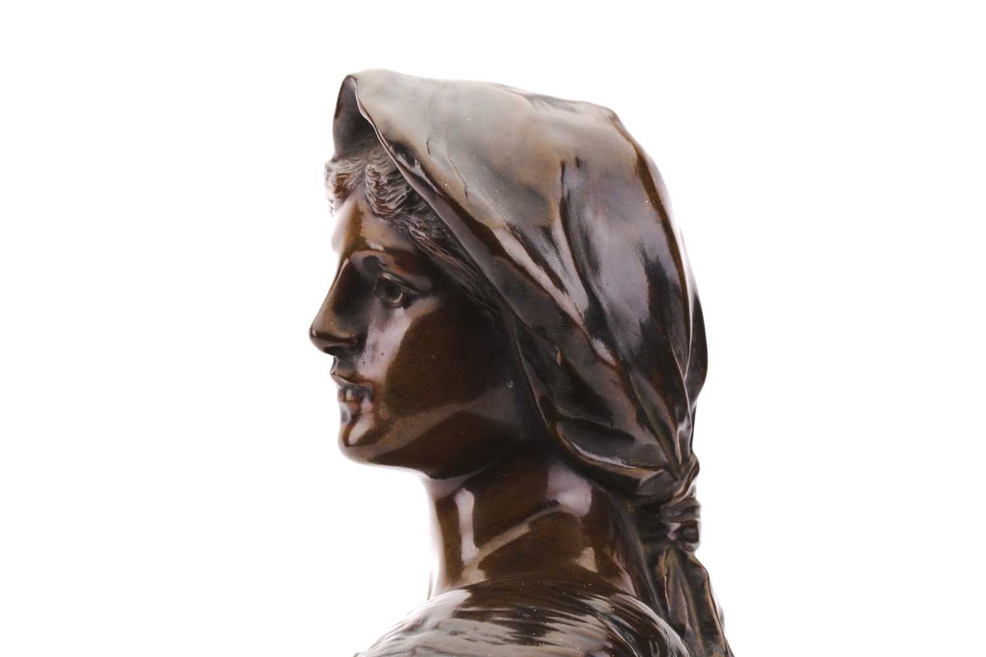 After Henri Louis Lavesseur (1853-1934) French, 'Girl in May', bust of a lady wearing a headscarf, - Image 3 of 9