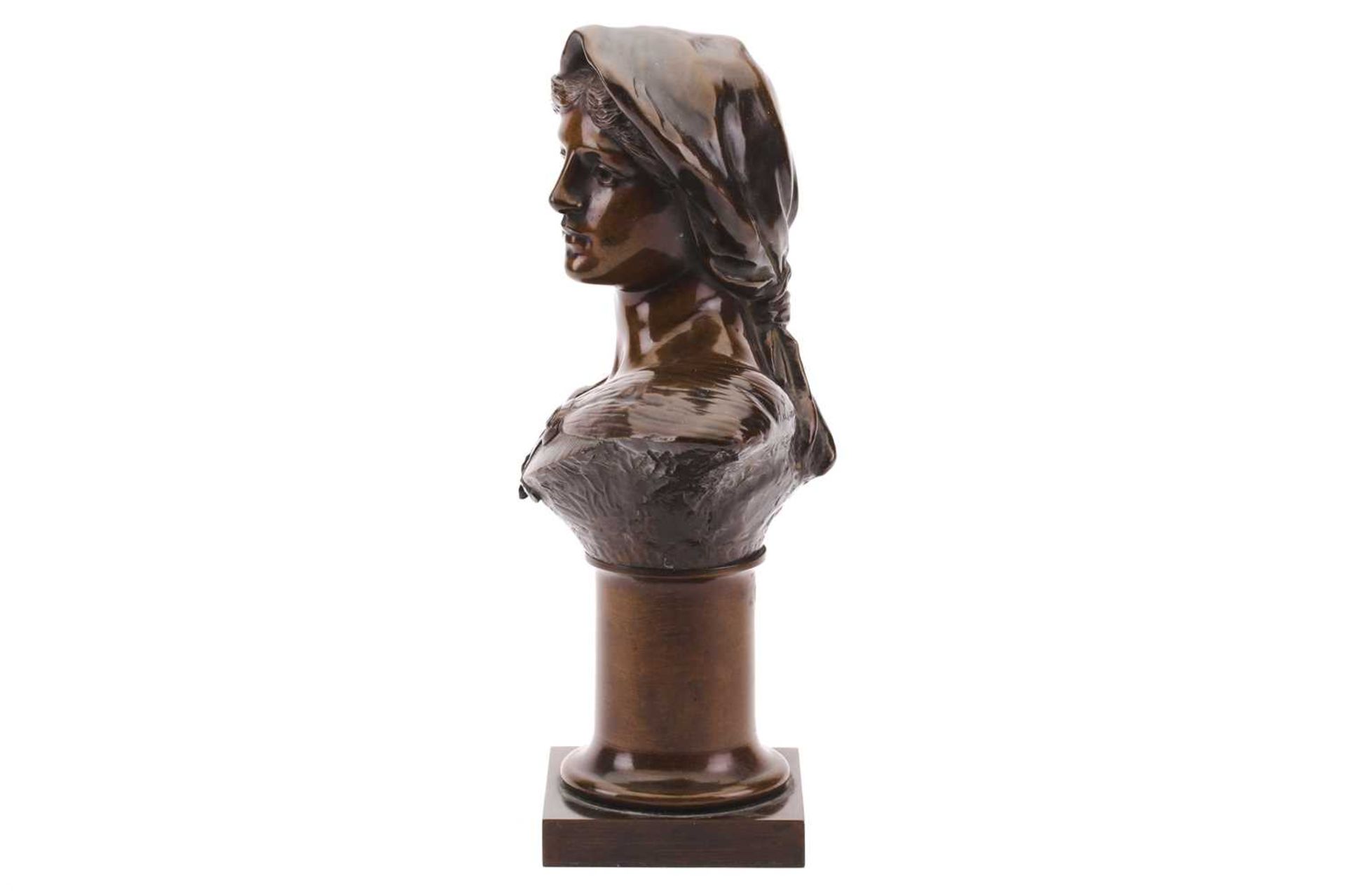 After Henri Louis Lavesseur (1853-1934) French, 'Girl in May', bust of a lady wearing a headscarf, - Image 2 of 9
