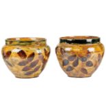 A pair of large Royal Doulton Natural Foliage stoneware jardinières, decorated with autumnal