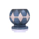An unusual 1970s Troika globe form art pottery vase, decorated with texture diamond-shaped panels in