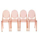 Philippe Starck for Kartell, a set of four Victoria 'Ghost' dining chairs, pale orange, 89 cm