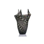 A large Continental art glass vase, contemporary, of handkerchief form with swirl design, signed 'E.