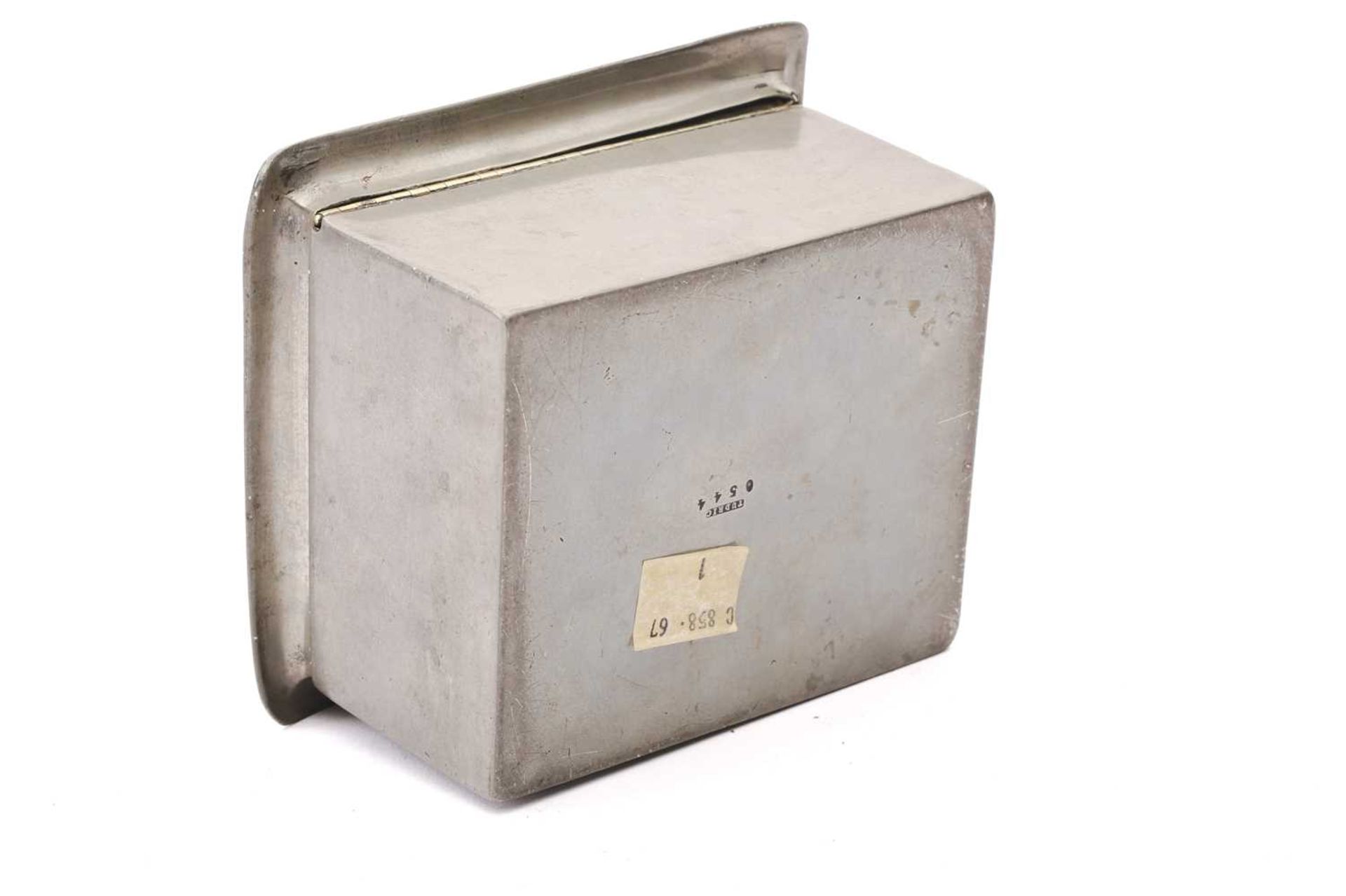 A Liberty & Co of London Tudric 0544 rectangular hammered pewter and hard enamelled cigarette box, - Image 9 of 10