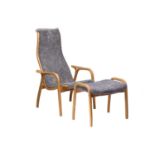 Yngve Ekstrom for Swedese, Sweden, a 'Lamino' laminated frame chair and conforming ottoman, with