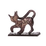 Yves Lohe (b.1947) French, a patinated bronze model of a cat, incised signature to base, 15.5 cm