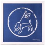 Yoshitomo Nara (b.1959) Japanese, 'Peace Dog', screenprinted cotton 53 cm x 51 cm framed and