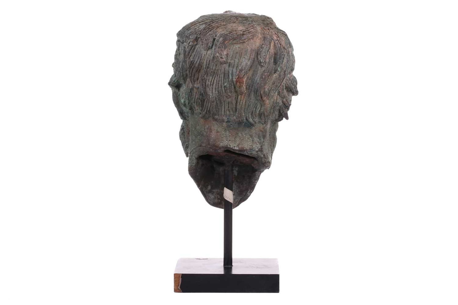 20th century school, a patinated bronze head of a philosopher, unsigned, raised on an ebonised base, - Image 5 of 6