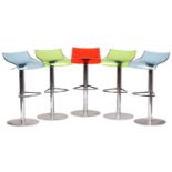 Claudio Dondoli & Marco Pocci for Ligne Roset, a set of five PAM Archirivolto bar stools, with