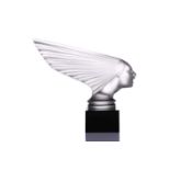 A contemporary Lalique 'Victoires' car mascot, after the 1930s original, mounted to a black