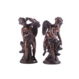 In the manner of Louis August Moreau (1855-1919) French, a pair of late 19th-century patinated