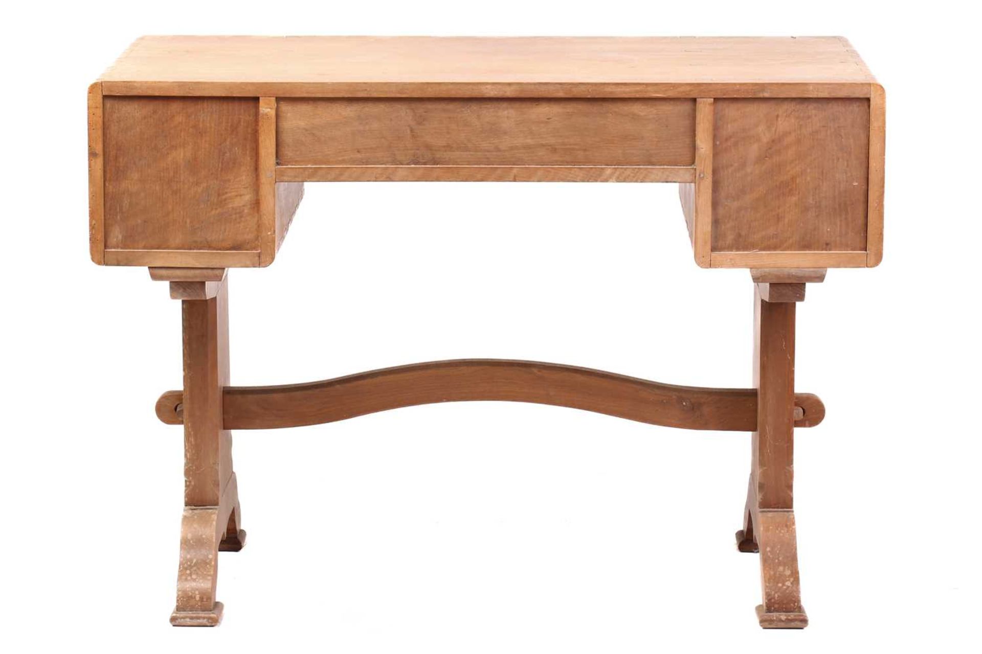 A walnut writing table, probably of the workshops of Arthur Romney Green, C.1925 the five drawers - Image 11 of 12