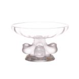 A contemporary Lalique frosted and clear glass Nogent pedestal dish, the central support moulded