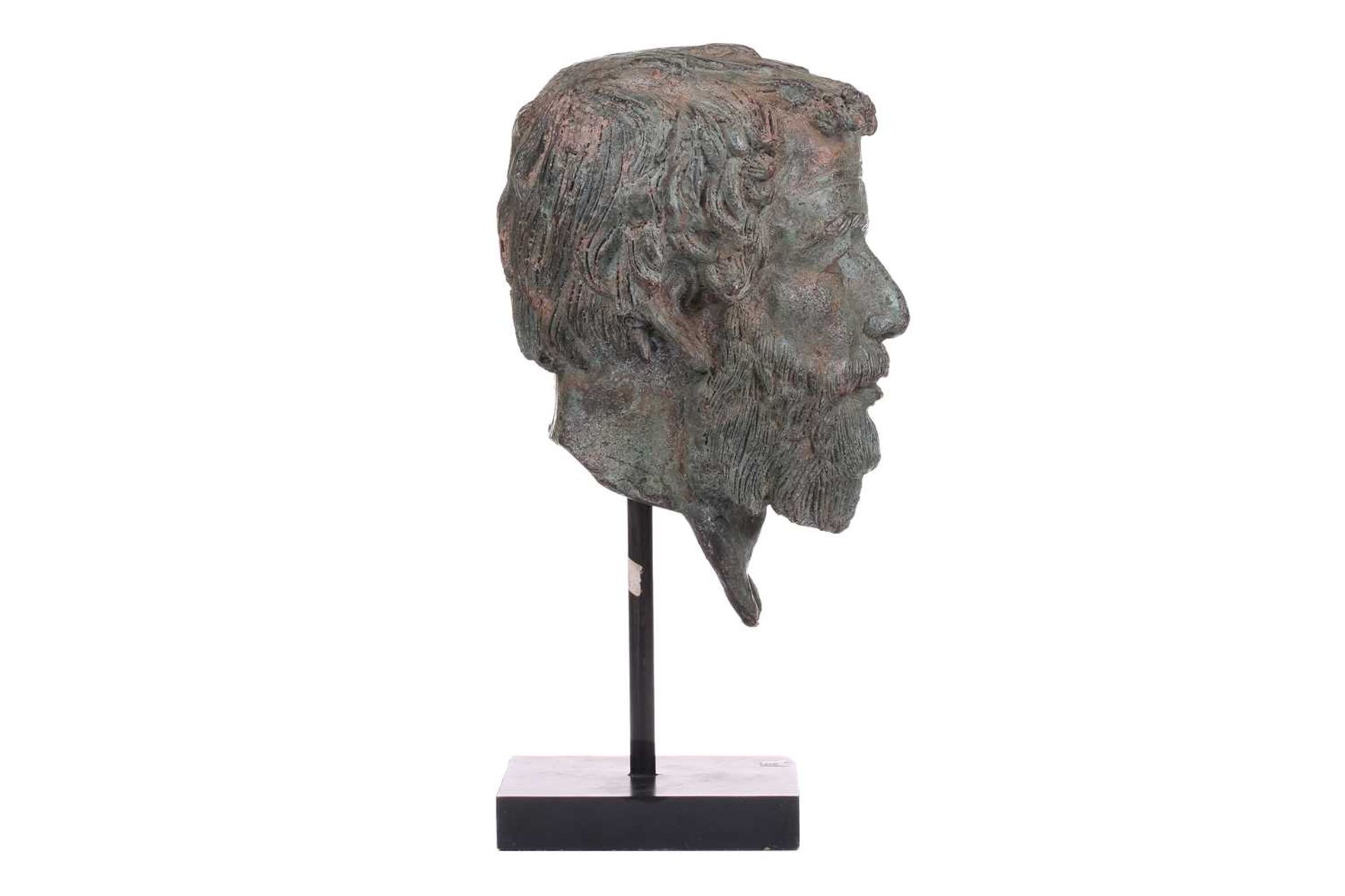 20th century school, a patinated bronze head of a philosopher, unsigned, raised on an ebonised base, - Image 3 of 6