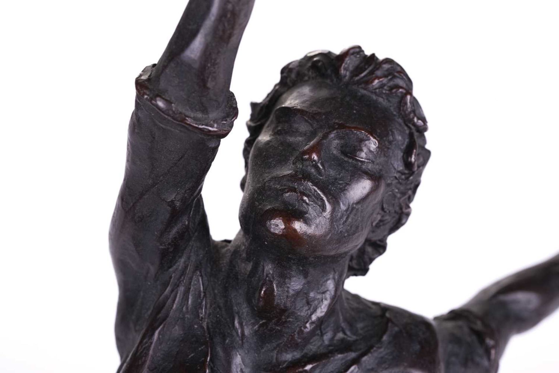 20th century school, a patinated bronze figure of a male ballet dancer, on a rectangular base, - Image 7 of 10